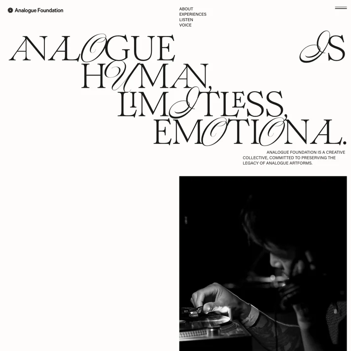 Analogue FoundationのWebサイトデザイン