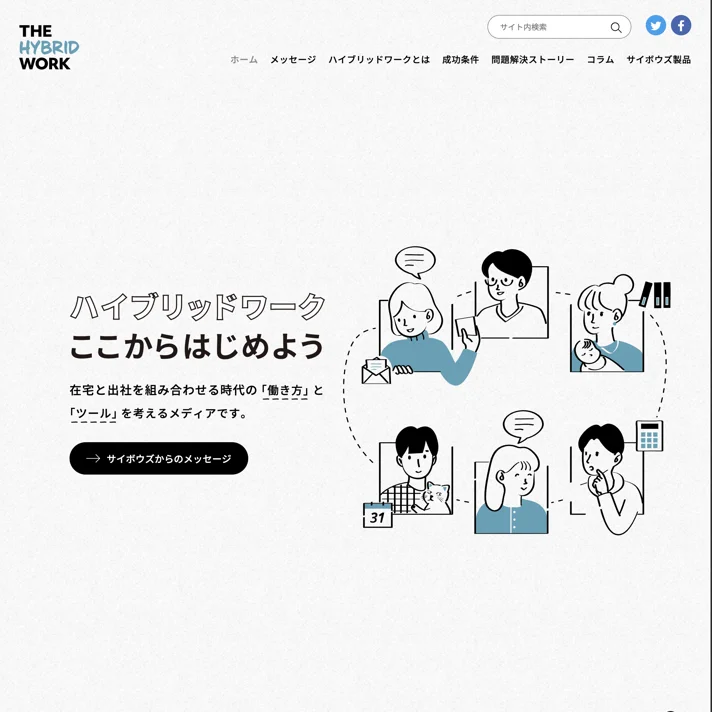 THE HYBRID WORK｜ザ・ハイブリッドワーク｜サイボウズのハイブリッドワーク専門メディアのWebサイトデザイン