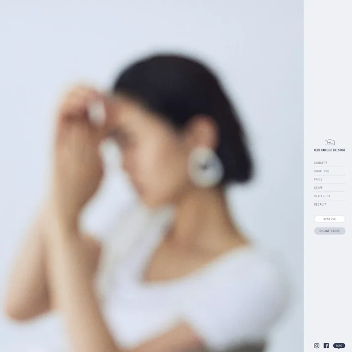 NERO HAIR AND LIFESTOREのWebサイトデザイン