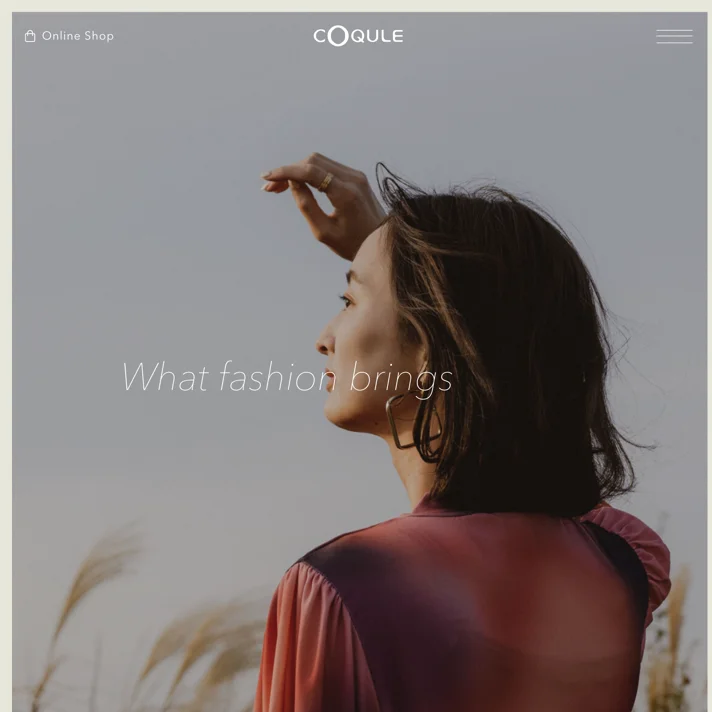 COQULE INC. Official Website | What fashion brings｜ファッションの力で、自由に、どこまでも旅に出よう。のWebサイトデザイン