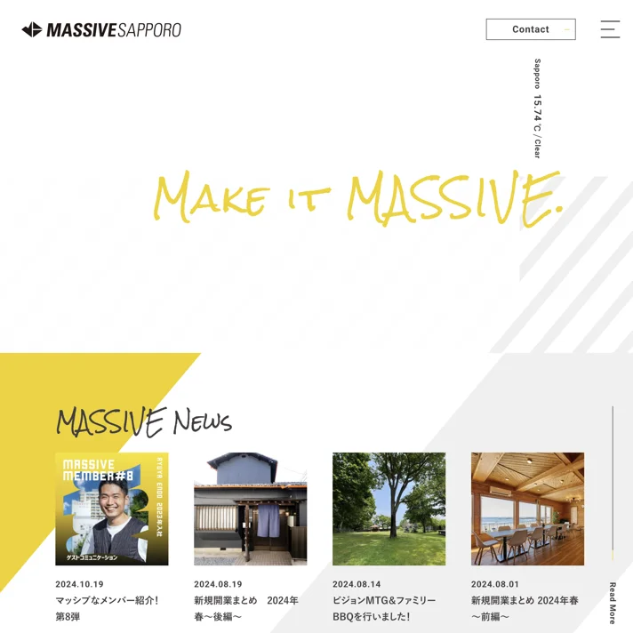 MASSIVE SAPPOROのWebサイトデザイン