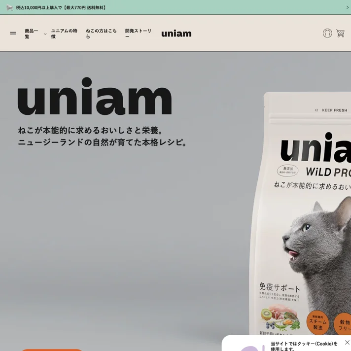 uniamのWebサイトデザイン