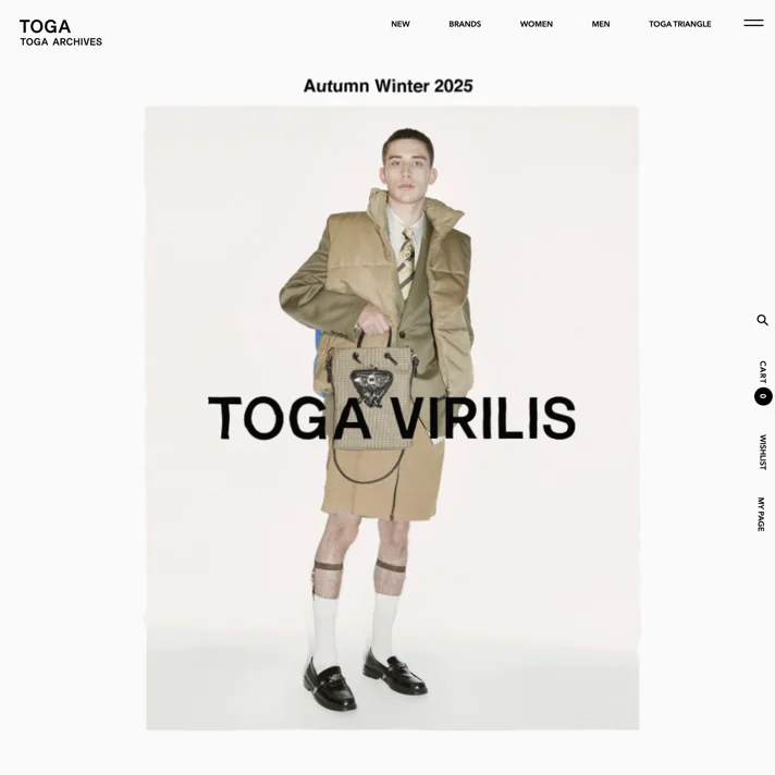 TOGA ARCHIVESのWebサイトデザイン